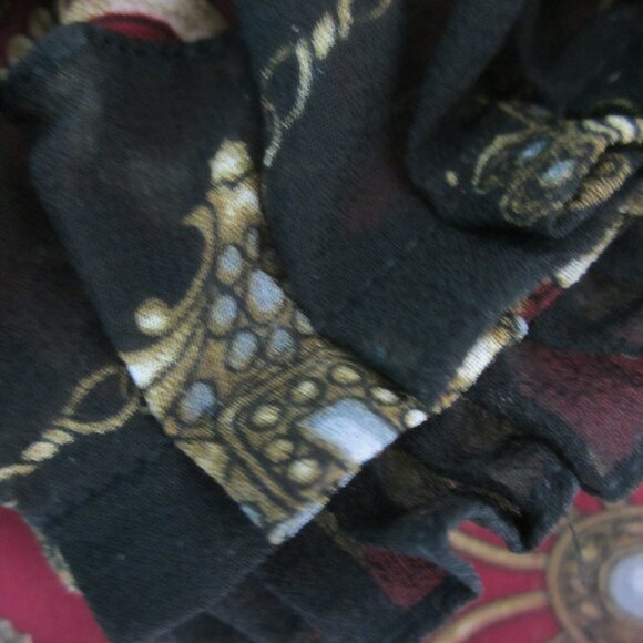 ECI New York Womens 8 Burgudy Purple Black Gold Silk LS V Neck Top Cami 2 Piece - Picture 6 of 9